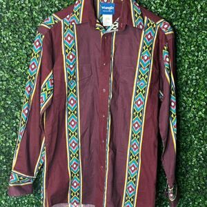 Vintage Aztec Wrangler Pearl Snap Size S